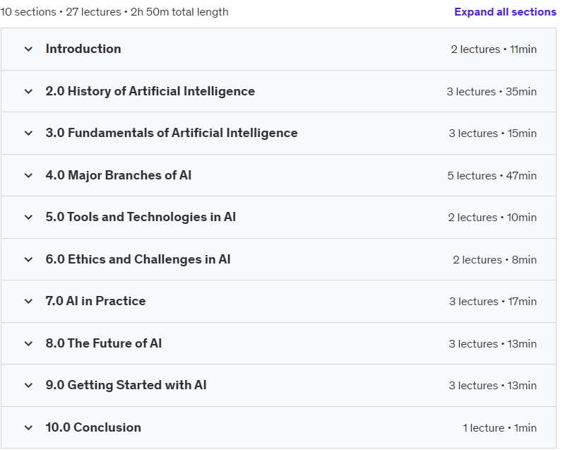 Course topics · Introduction to Artificial Intelligence (AI) 2024-6