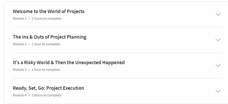 Course topics · Coursera — Fundamentals of Project Planning and Management 2024-11