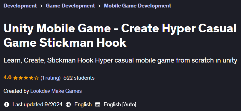 Pictures · Unity Mobile Game – Create Hyper Casual Game Stickman Hook 2024-9