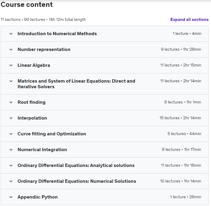 Course topics · Numerical Analysis & Methods with Python: Theory & Practice 2023-10