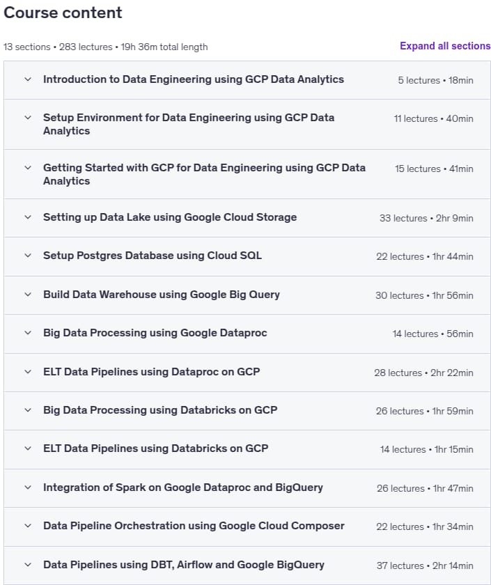 Sujets du cours · Master en ingénierie de données en utilisant GCP Data Analytics 2023-11