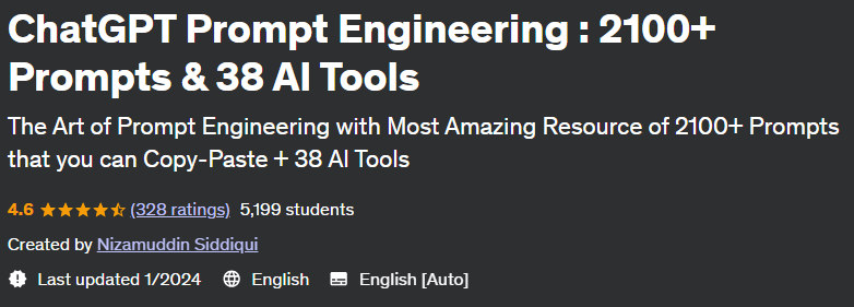 Pictures · Udemy — ChatGPT Prompt Engineering : 2100+ Prompts & 38 AI Tools 2023-2