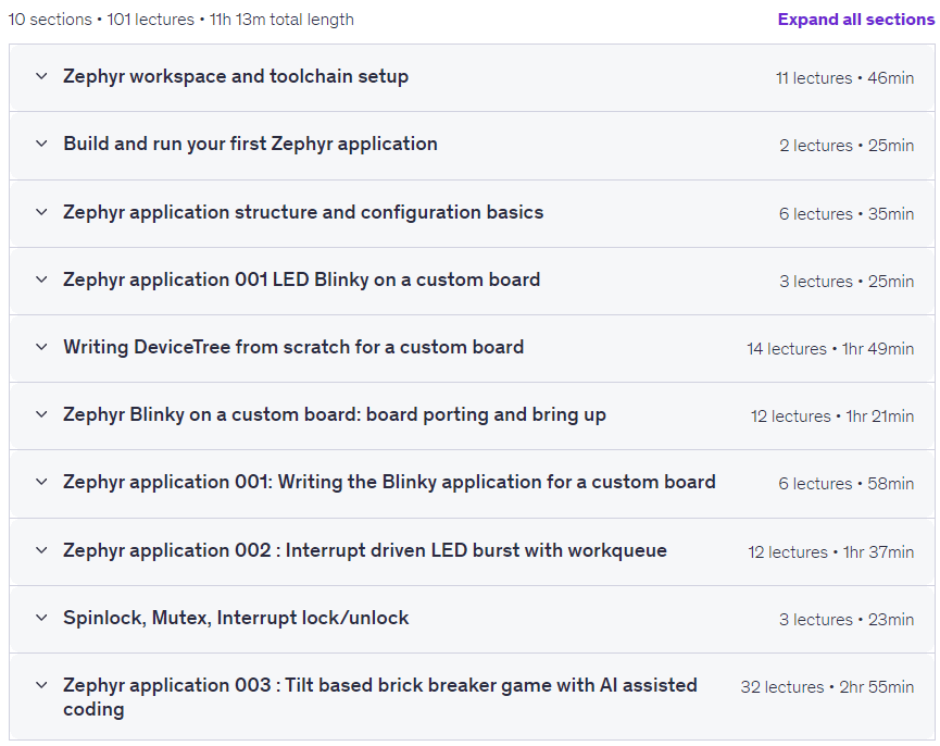 강좌 주제 · DeviceTree와 Board Bring Up을 가진 Zephyr RTOS 마스터링 2026-4