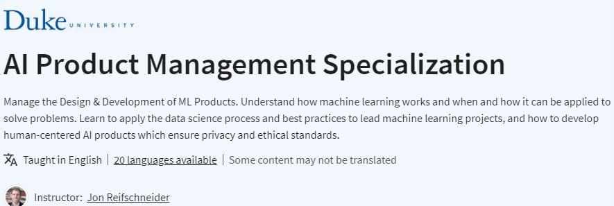 Pictures · Coursera — AI Product Management Specialization 2024-2