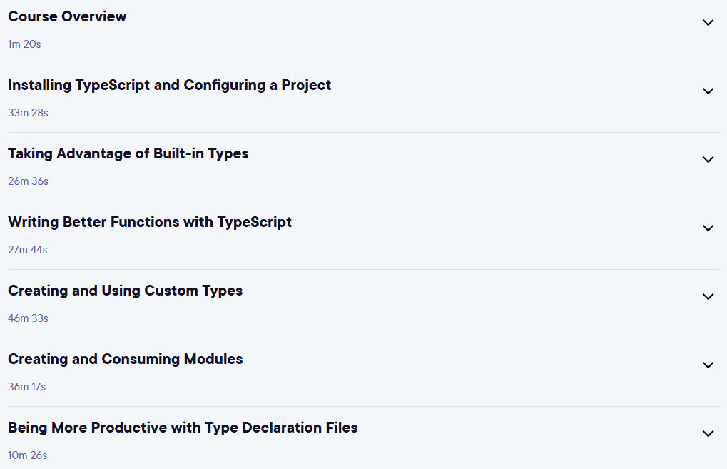 Course topics · TypeScript 4: Getting Started 2024-1