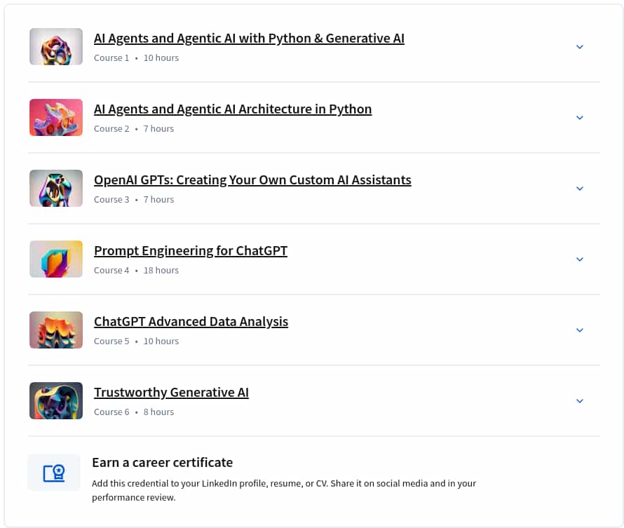 Course topics · Coursera — AI Agent Developer Specialization 2025-5