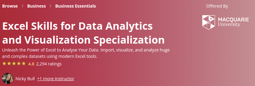 Pictures · Coursera — Excel Skills for Data Analytics and Visualization Specialization 2023-1