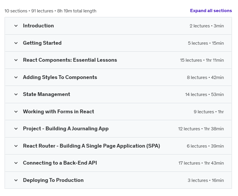 Course topics · Udemy — React + TypeScript: Essential Training 2024-3