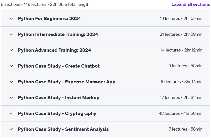 Course topics · Python Mastery Course: From Beginner to Advanced (2024) 2024-3