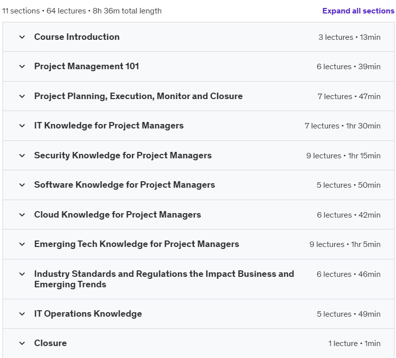 Course topics · IT Project Management Essential Technology Knowledge | 8 CEU 2024-7