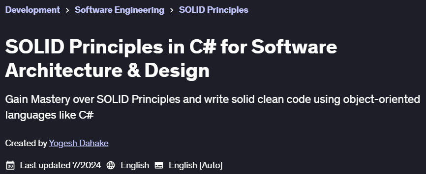 Pictures · Udemy — SOLID Principles in C# for Software Architecture & Design 2024-7