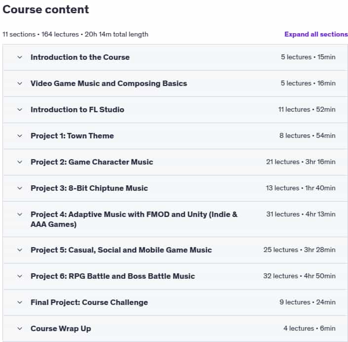 Course topics · Udemy — Game Music Composition: Make Music For Games From Scratch 2023-4