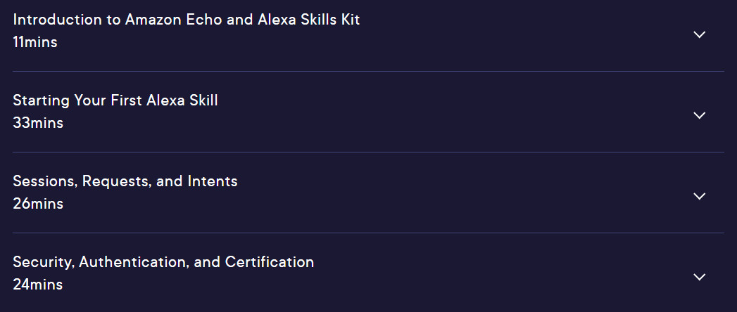 Course topics · Pluralsight — Developing Alexa Skills for Amazon Echo 2024-10