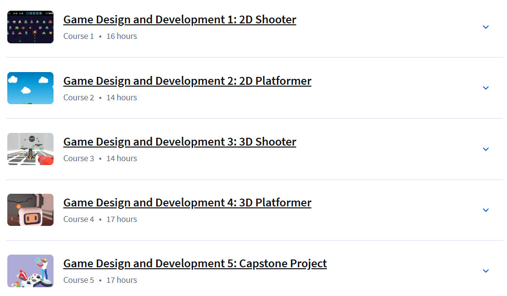 Course topics · Coursera — Game Design and Development with Unity Specialization 2024-1