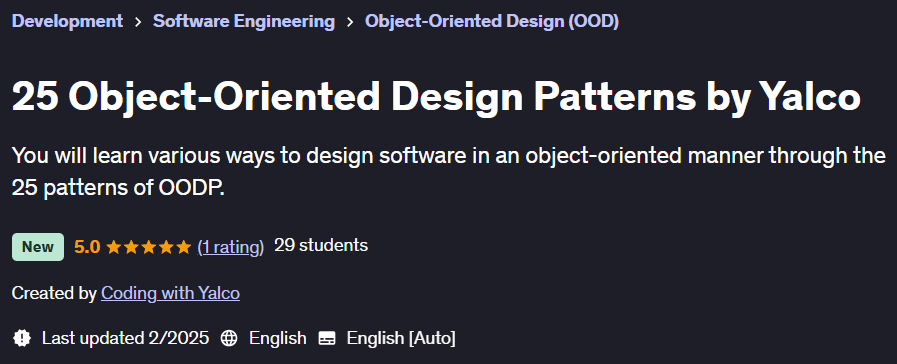 Pictures · Udemy — 25 Object-Oriented Design Patterns by Yalco 2025-1