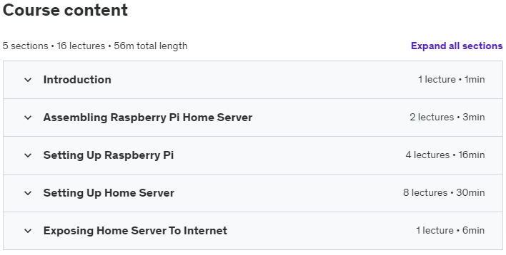 Course topics · Udemy — Mastering Home Servers : Build Your Own With Raspberry Pi 2024-9