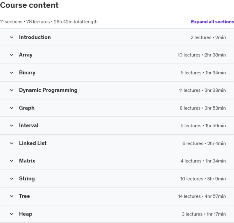 Course topics · Blind 75 LeetCode Questions: Ace Algorithms Coding Interview 2023-6