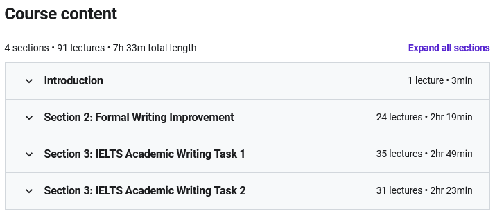 Course topics · IELTS Academic Writing – The Complete Step by Step Guide 2021-4