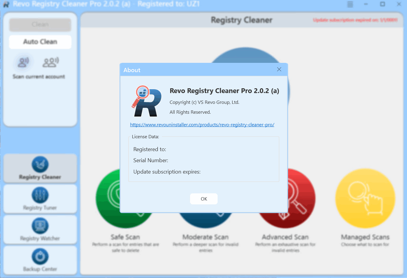 الصور · نظام Revo Registry Cleaner Pro 2.0.7