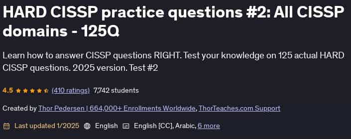 Pictures · Udemy — HARD CISSP practice questions #2: All CISSP domains – 125Q 2025-1