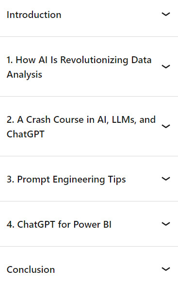 Course topics · LinkedIn — ChatGPT and Power BI 2024-6