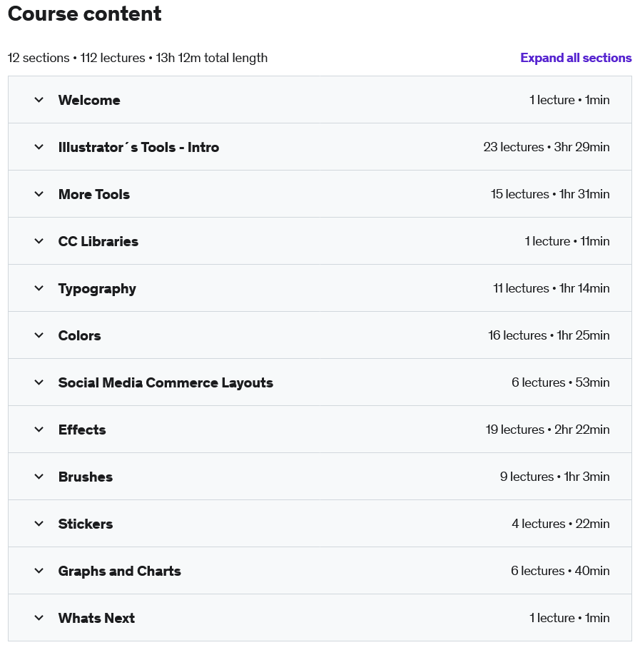 Course topics · Udemy — Adobe Illustrator CC – Essentials 2021-3