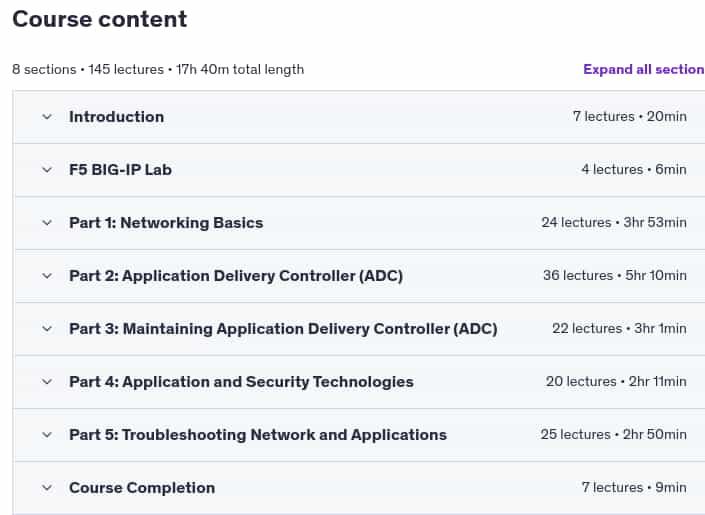 Course topics · F5 Certified Administrator(F5CA, BIGIP) F5CAB1/F5CAB2/F5CAB3 2025-5
