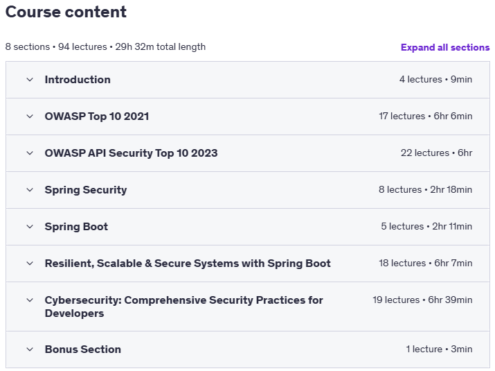Course topics · Secure Code in Java and Spring Boot: Build Resilient Apps 2025-7