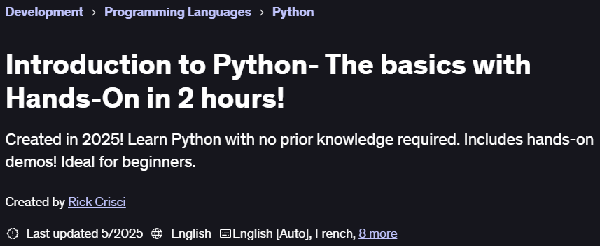 Pictures · Udemy — Introduction to Python- The basics with Hands-On in 2 hours! 2025-5