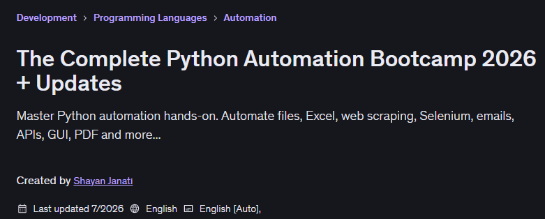 이미지 · 완전한 Python 자동화 Bootcamp 2026 + 업데이트 2026-7