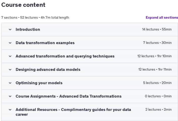 Course topics · Microsoft Power BI for Advanced Data Transformations 2025-1