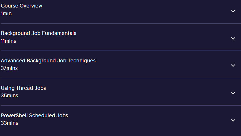 Course topics · Pluralsight — Leveraging Windows PowerShell Jobs 2024-4