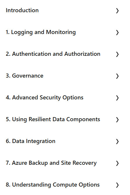 Course topics · LinkedIn — Microsoft Azure Solutions Architect Expert (AZ-305) Cert Prep by Microsoft Press 2024-9