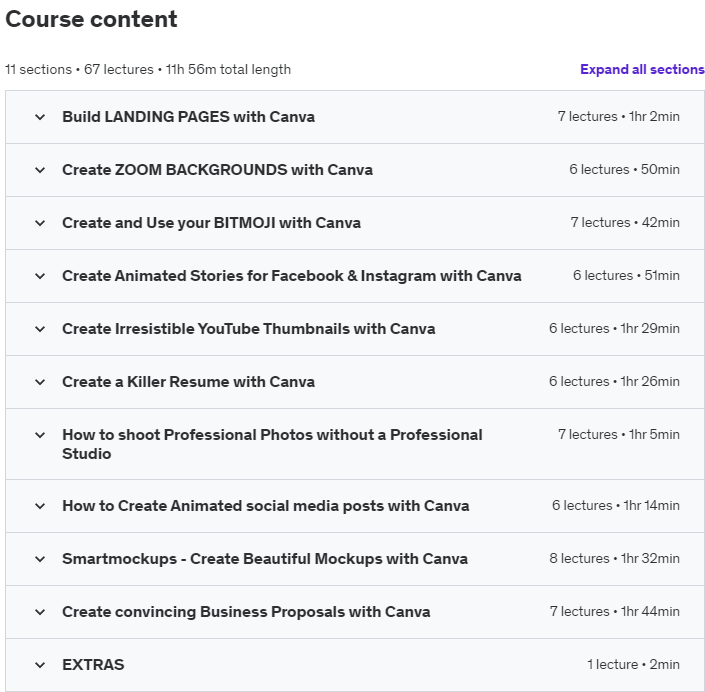 Course topics · Udemy — Canva Next Level: Become a Canva Expert 2021-7