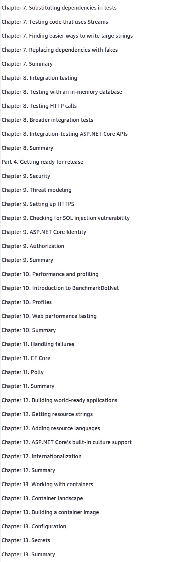 Course topics · Oreilly — .NET in Action, Second Edition, Video Edition 2024-7