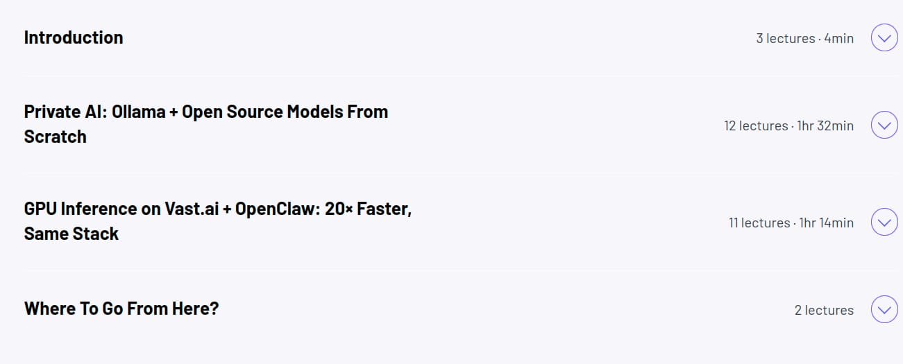 موضوعات الدورة · زيروتوماسترى - المحلية AI الثورة: أولاما وOpenClaw 2026-7