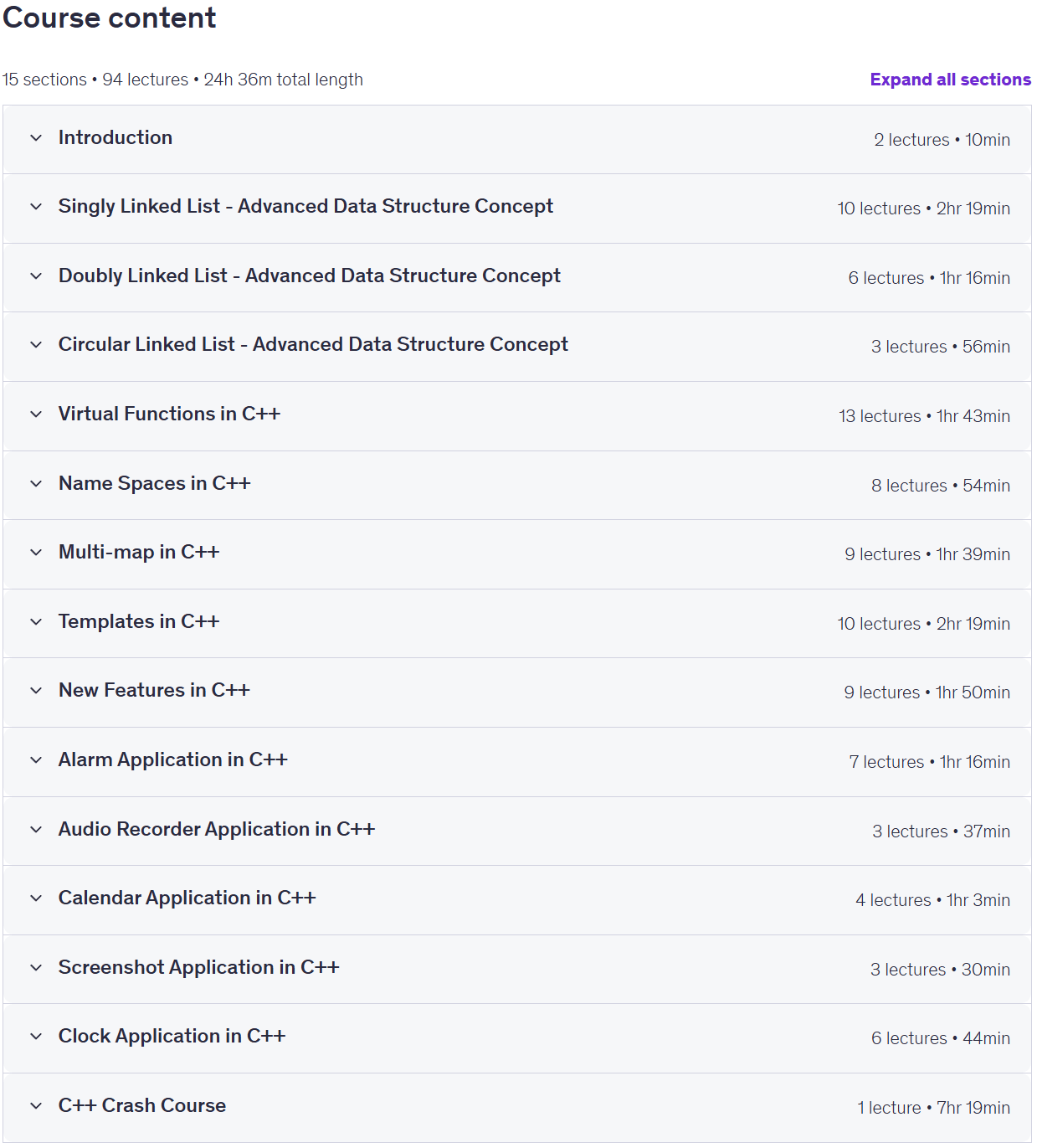 Course topics · Learn Advanced C++ Programming and Make Pro Apps 2026-9