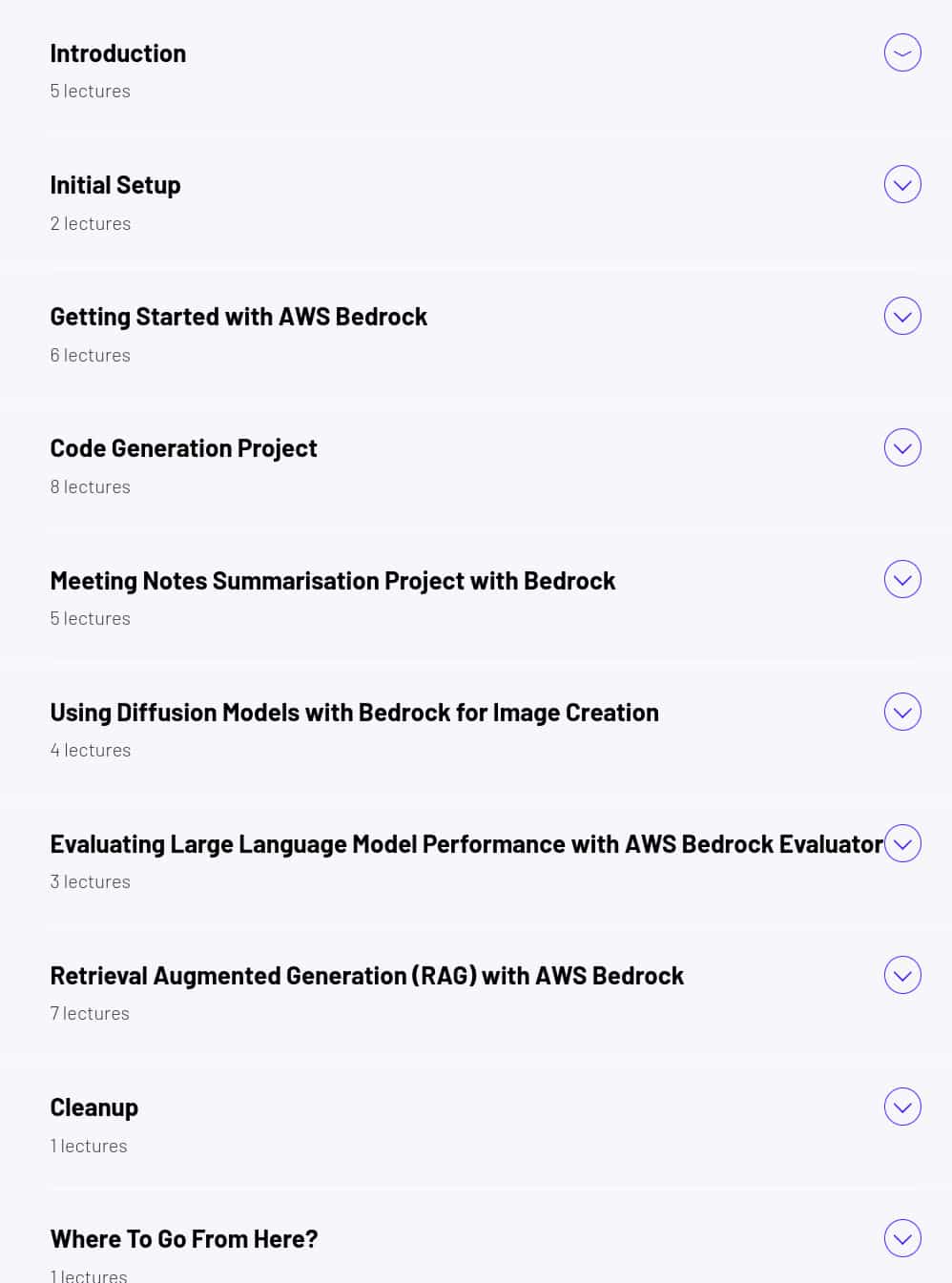 Course topics · ZeroToMastery — Ultimate AWS Bedrock Guide: Build and Scale Generative AI Apps 2025-4