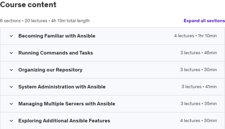 Course topics · Udemy — Getting Started with Ansible: Automation Made Easy 2024-6