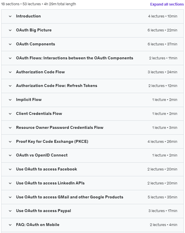 Course topics · Learn OAuth 2.0 – Get started as an API Security Expert 2023-1