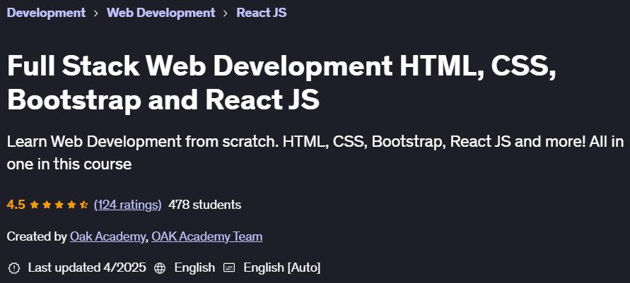 Pictures · Full Stack Web Development HTML, CSS, Bootstrap and React JS 2025-4