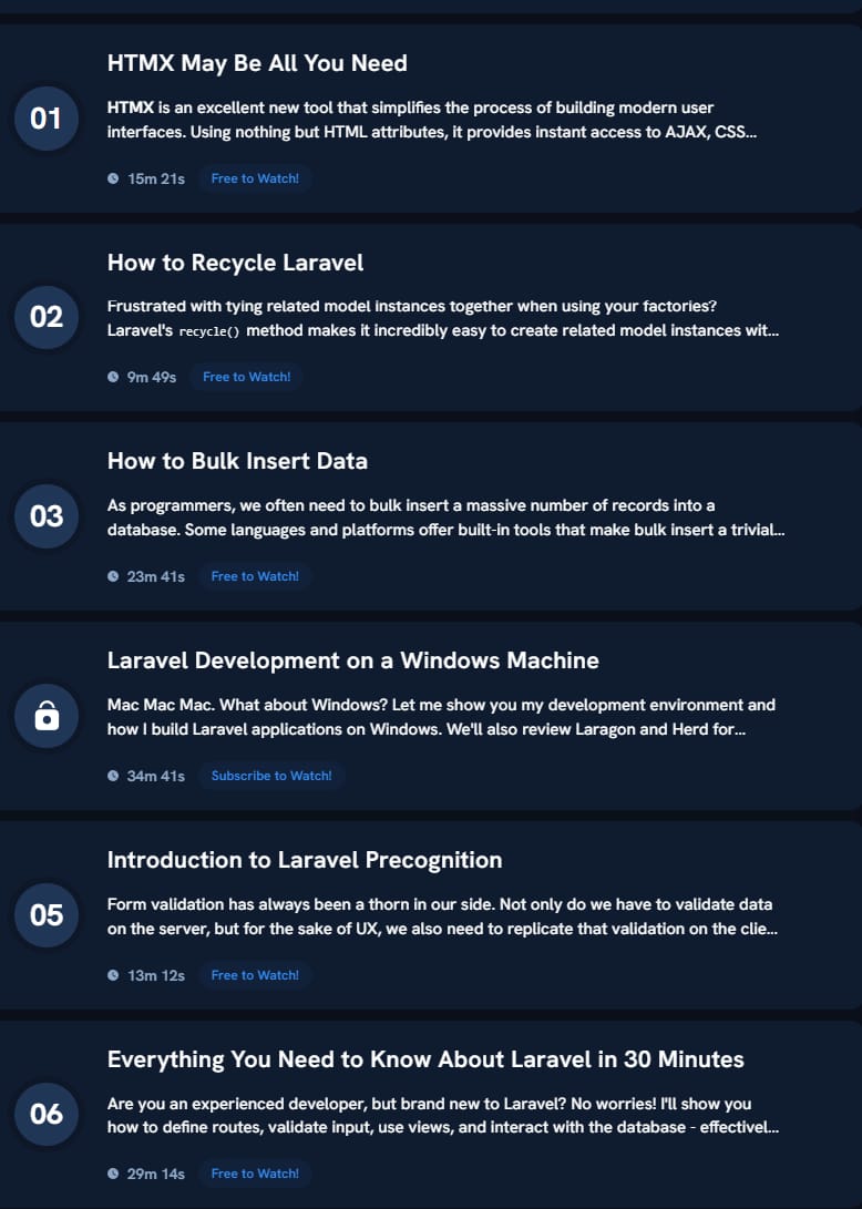 Course topics · Laracasts — Jeremy’s Larabits 2024-5