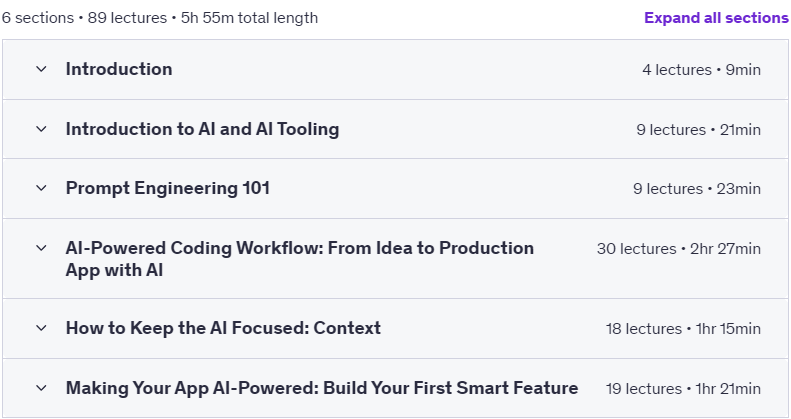 Course topics · Udemy — AI-assisted Android App Development – Gen AI (Vibe Coding) 2025-6