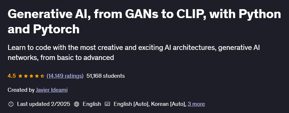 Pictures · Generative AI, from GANs to CLIP, with Python and Pytorch 2025-2