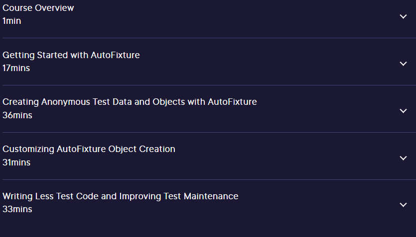 Course topics · .NET Unit Testing with AutoFixture 4 2024-5
