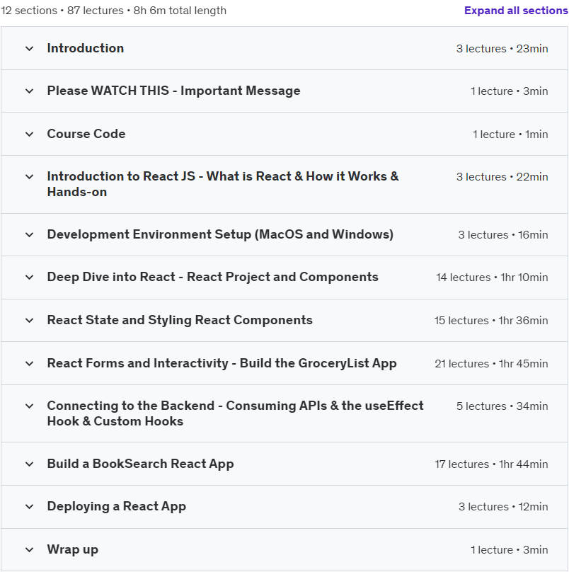 Course topics · ReactJS – The Beginner Masterclass 2024-4