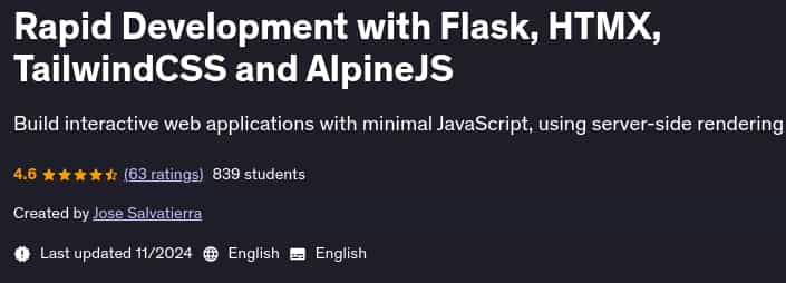 Pictures · Udemy — Rapid Development with Flask, HTMX, TailwindCSS and AlpineJS 2024-11