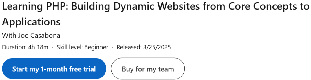 Pictures · LinkedIn — Learning PHP: Building Dynamic Websites from Core Concepts to Applications 2025-3