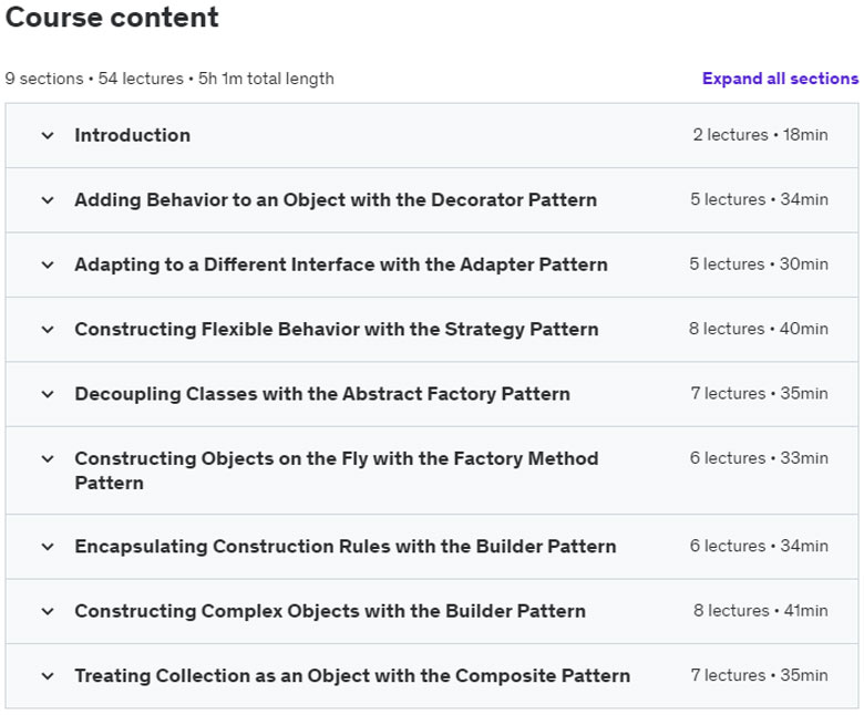 Course topics · Udemy — Design Patterns in C# Made Simple 2021-3