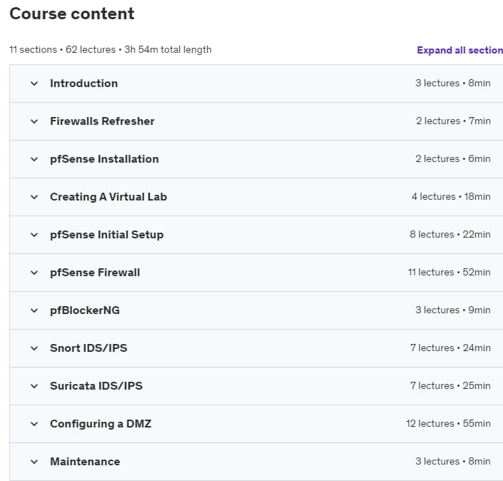 Course topics · pfSense Fundamentals – Secure Networks With pfSense Firewall 2020-11